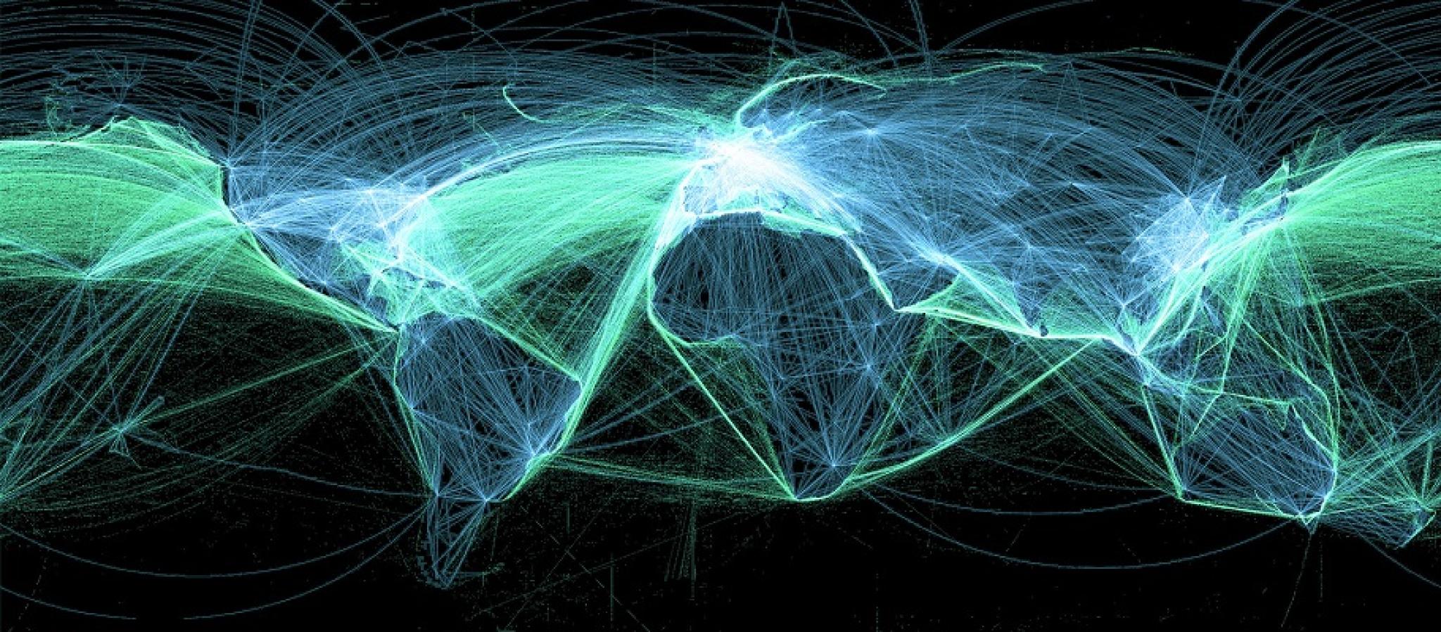 Image of global air and sea routes by Dominic Alves on Flickr, used under the CC BY 2.0 license