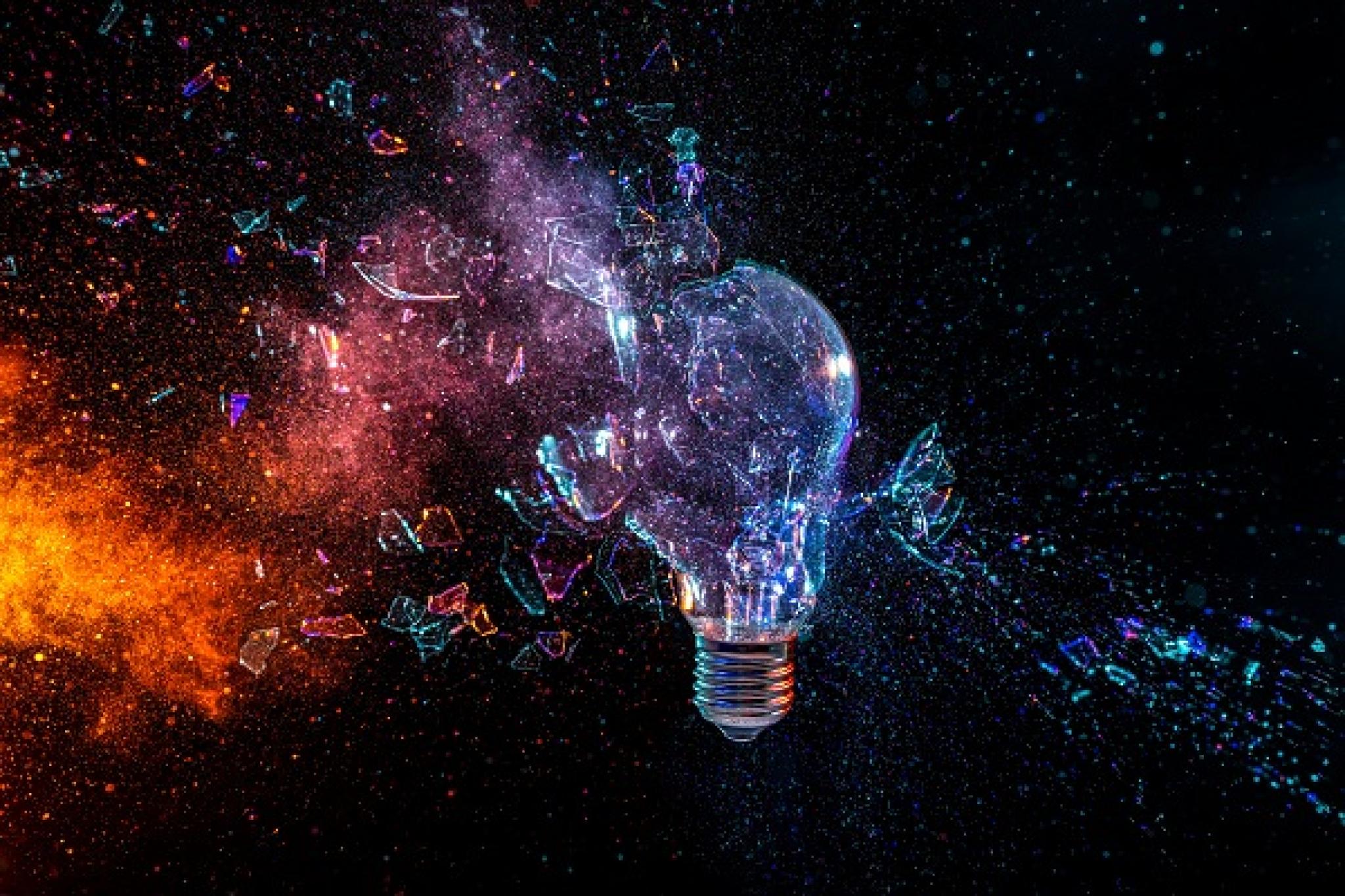 Illustration of light bulb exploding with colourful spatter effect, symbolising an idea shattering, by tiero, from Adobe Stock, used under Educational Licence. Illustration of light bulb exploding with colourful spatter effect, symbolising an idea shattering, by tiero, from Adobe Stock, used under Educational Licence.