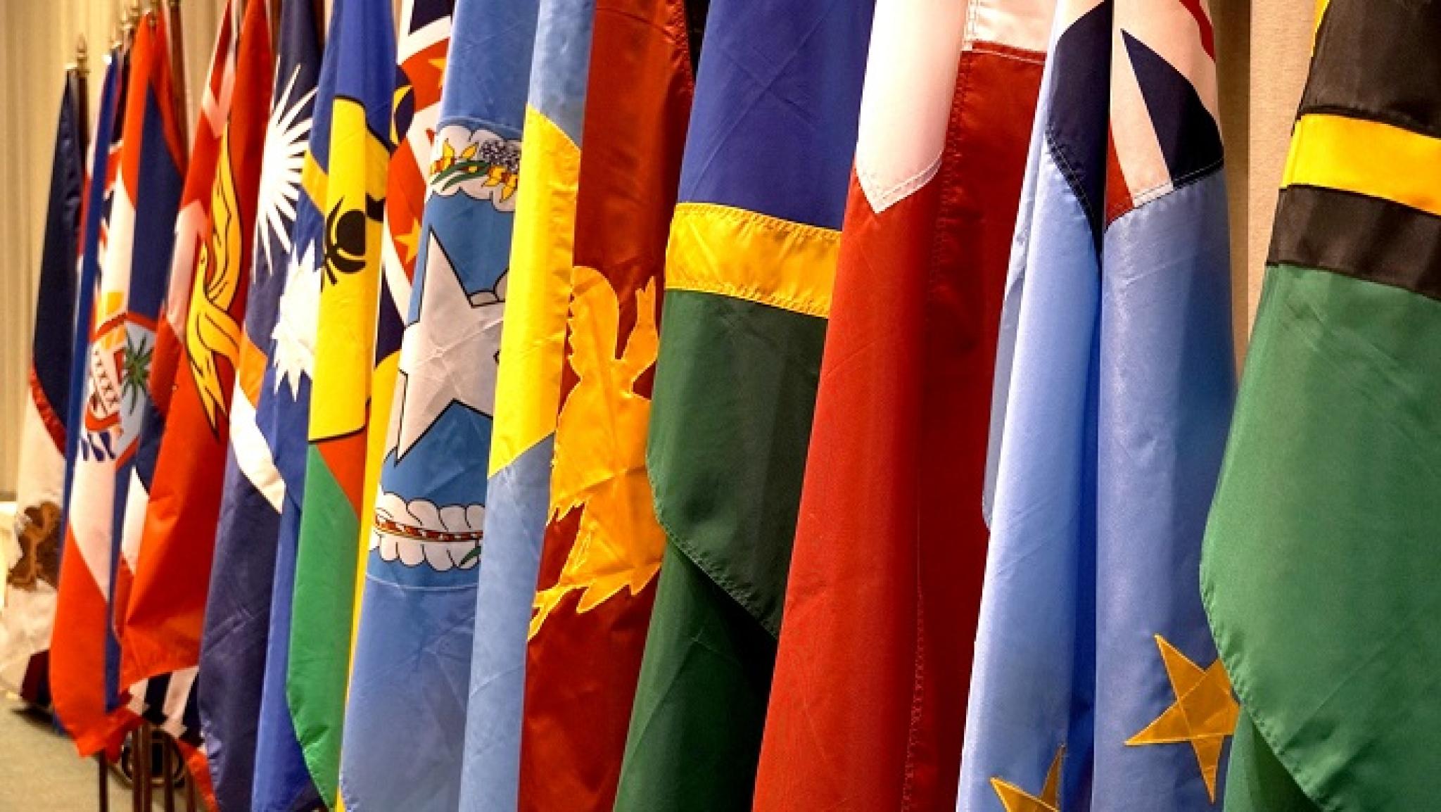 Photo of a row of flags of Pacific Island nations, taken at the 12th Pacific Islands Conference of Leaders, East-West Center, from flickr, used under CC BY-NC-ND 2.0 licence. Photo of a row of flags of Pacific Island nations, taken at the 12th Pacific Islands Conference of Leaders, East-West Center, from flickr, used under CC BY-NC-ND 2.0 licence.