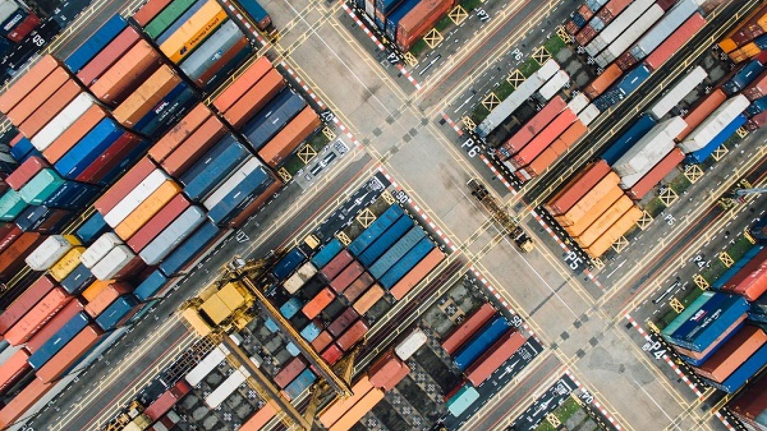 Aerial view of orderly shipping containers https://www.maxpixel.net/photo-2568204 (CC0) https://creativecommons.org/publicdomain/zero/1.0/