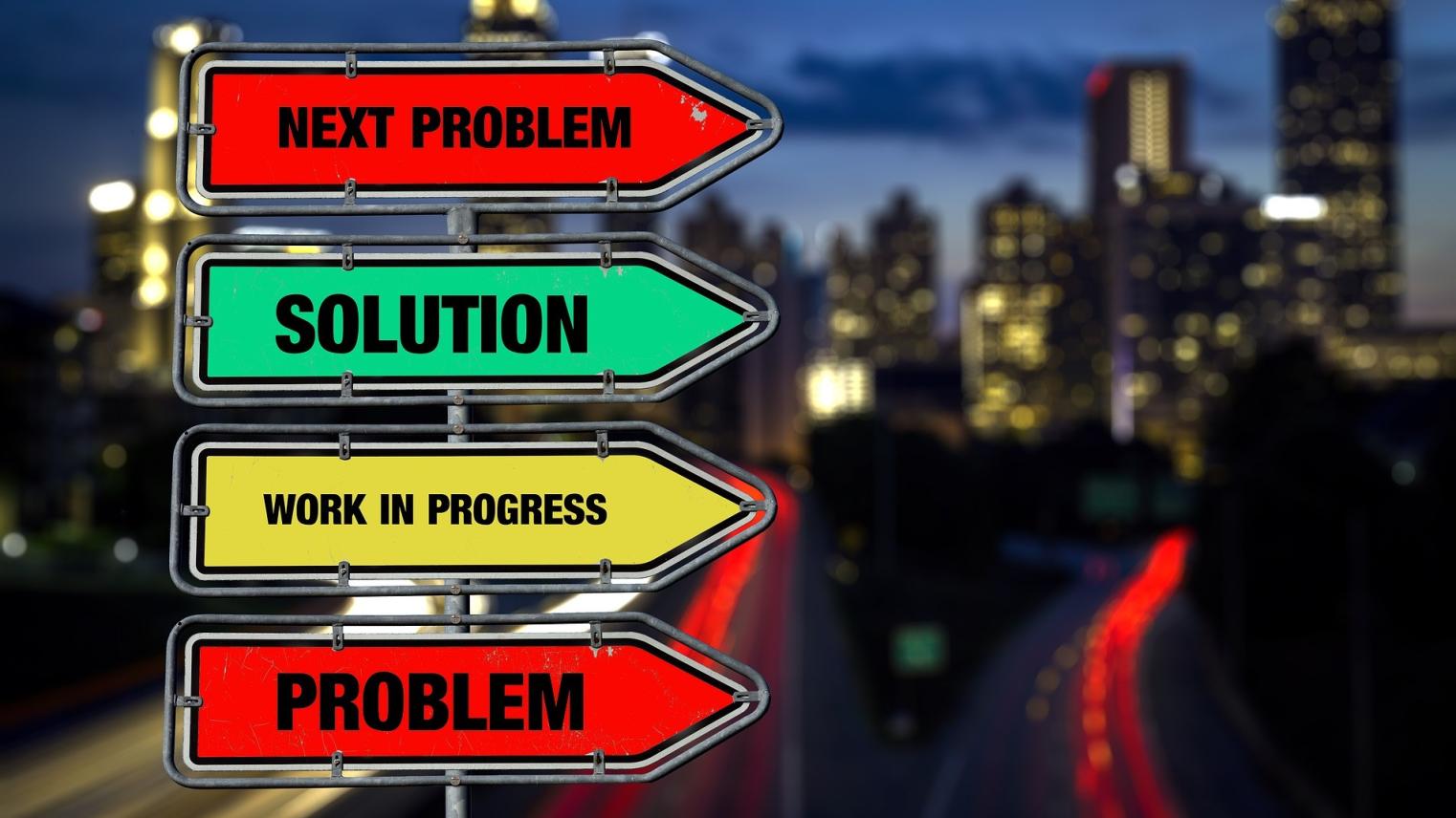 Image credit: Image of flowchart of problem solving steps illustrated as road signs from maxpixel