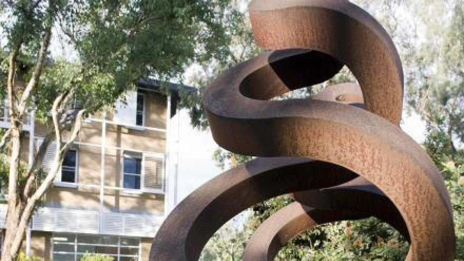 Image: Guardians Sculpture outside RegNet Building (ANU)