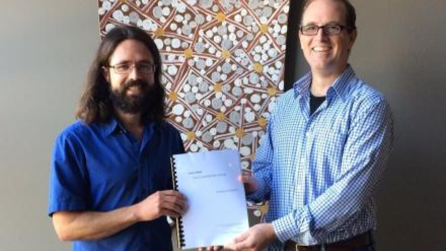 Image: Shane and his supervisor Jeremy Farrall (right)- Image supplied by Shane Chalmers