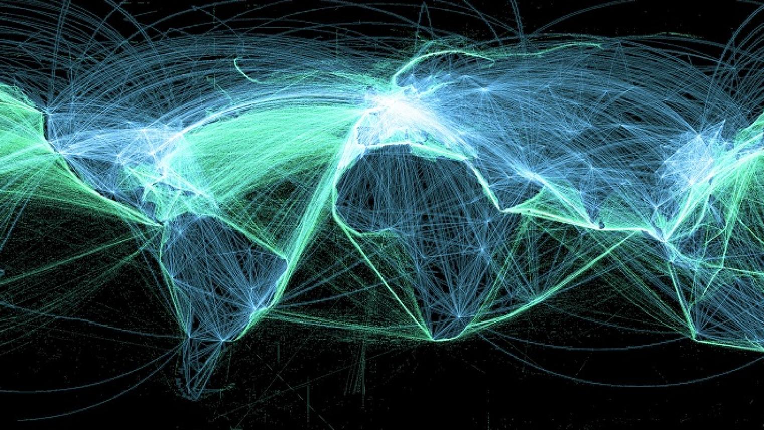 Image of global air and sea routes by Dominic Alves on Flickr, used under the CC BY 2.0 license